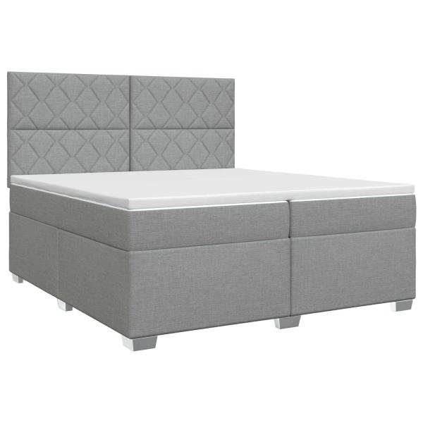 Boxspringbett mit Matratze Hellgrau 200 x 200 cm Stoff