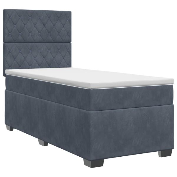 Boxspringbett mit Matratze Dunkelgrau 80 x 200 cm Samt