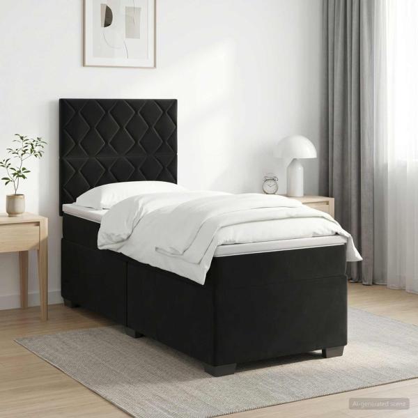 ARDEBO.de - Boxspringbett mit Matratze Schwarz 80 x 200 cm Samt