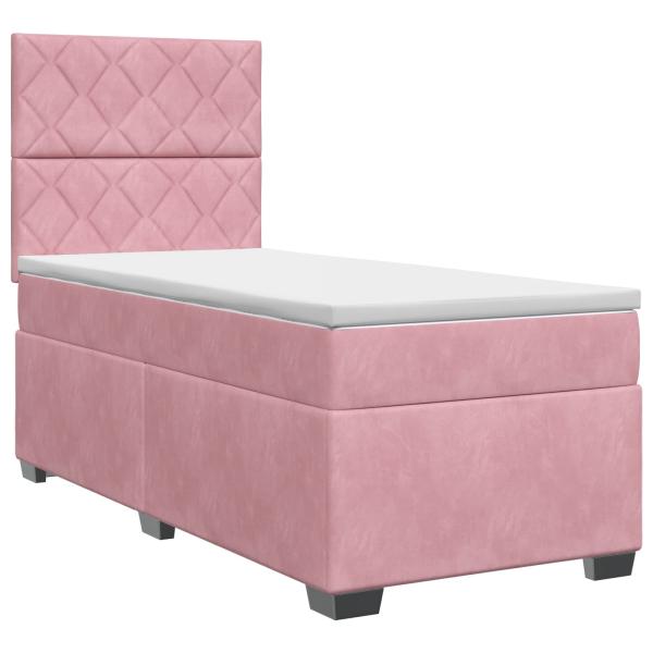 Boxspringbett mit Matratze mit Kopfteil Rosa 80 x 200 cm Samt