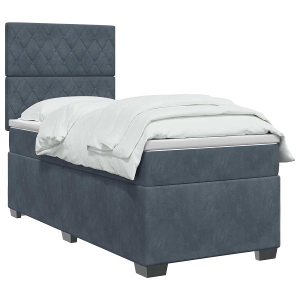 Boxspringbett mit Matratze Dunkelgrau 90 x 190 cm Samt