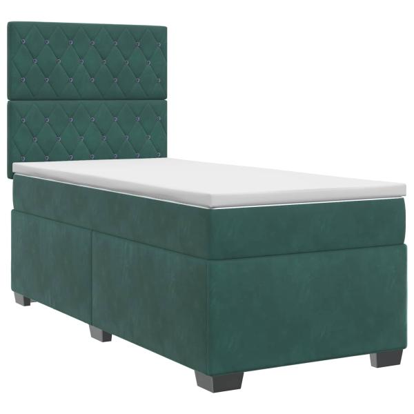 Boxspringbett mit Matratze Dunkelgrün 90 x 200 cm Samt