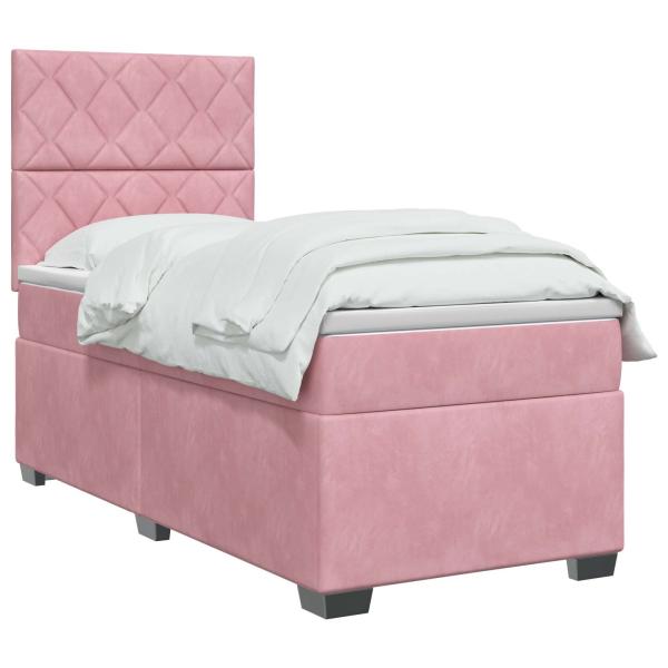 Boxspringbett mit Matratze mit Kopfteil Rosa 90 x 200 cm Samt