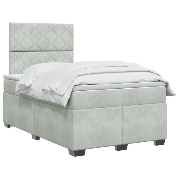 Boxspringbett mit Matratze Hellgrau 120 x 190 cm Samt