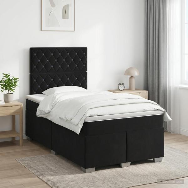 ARDEBO.de - Boxspringbett mit Matratze Schwarz 120 x 200 cm Samt