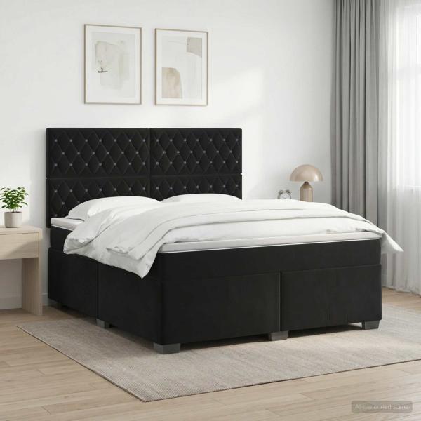 ARDEBO.de - Boxspringbett mit Matratze Schwarz 140 x 190 cm Samt