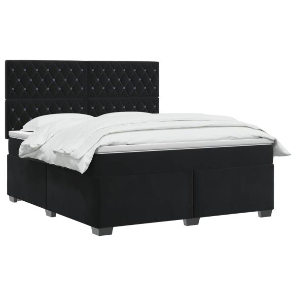 Boxspringbett mit Matratze Schwarz 140 x 200 cm Samt