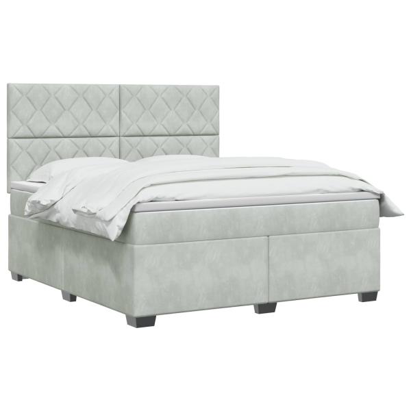 Boxspringbett mit Matratze Hellgrau 160 x 200 cm Samt