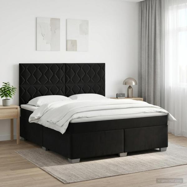 ARDEBO.de - Boxspringbett mit Matratze Schwarz 160 x 200 cm Samt
