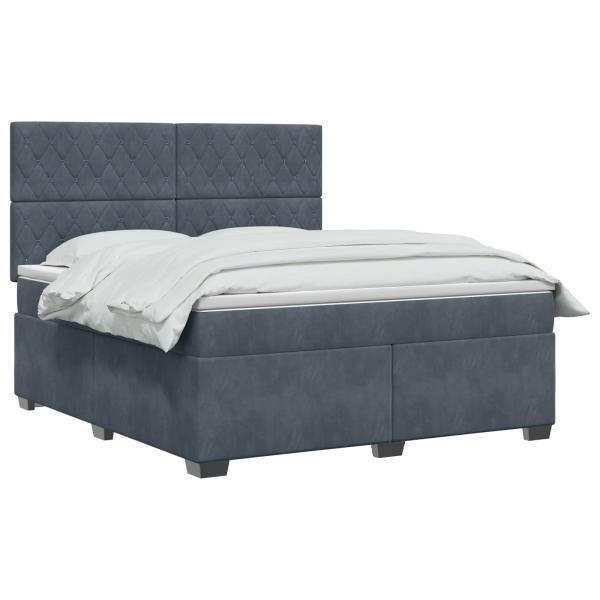 Boxspringbett mit Matratze Dunkelgrau 180 x 200 cm Samt