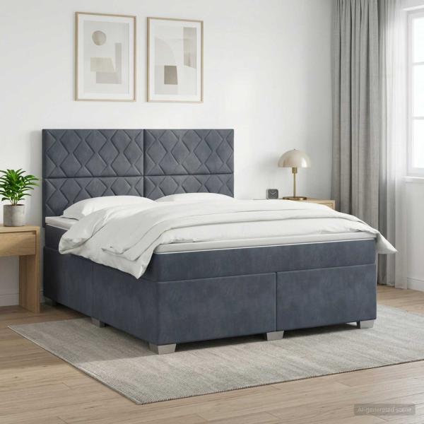 ARDEBO.de - Boxspringbett mit Matratze Dunkelgrau 180 x 200 cm Samt