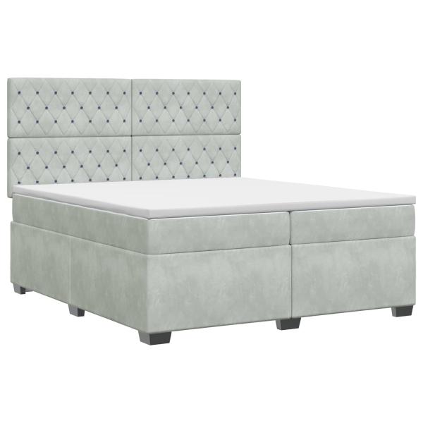 Boxspringbett mit Matratze Hellgrau 200 x 200 cm Samt