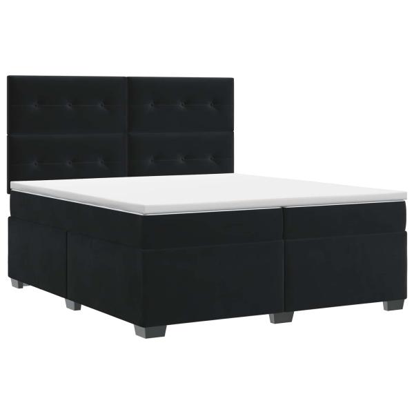 Boxspringbett mit Matratze Schwarz 200 x 200 cm Samt