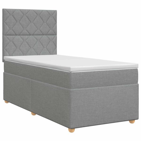 Boxspringbett mit Matratze Hellgrau 80 x 200 cm Stoff