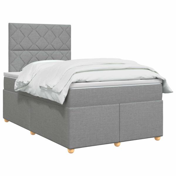 Boxspringbett mit Matratze Hellgrau 120 x 190 cm Stoff