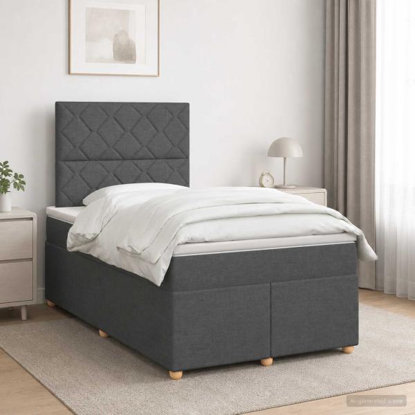 ARDEBO.de - Boxspringbett mit Matratze Dunkelgrau 120 x 200 cm Stoff