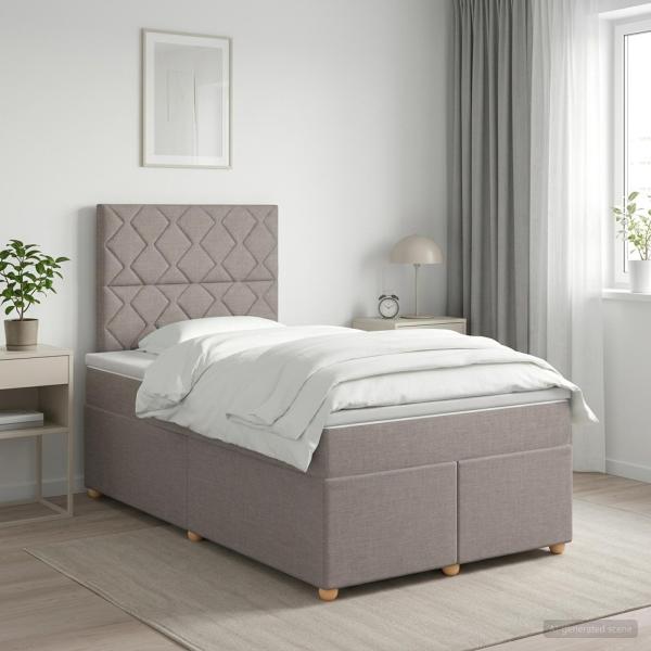 ARDEBO.de - Boxspringbett mit Matratze Taupe 120 x 200 cm Stoff