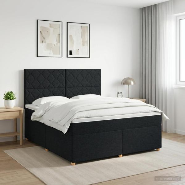 ARDEBO.de - Boxspringbett mit Matratze Schwarz 140 x 200 cm Stoff