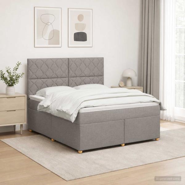 ARDEBO.de - Boxspringbett mit Matratze Taupe 160 x 200 cm Stoff