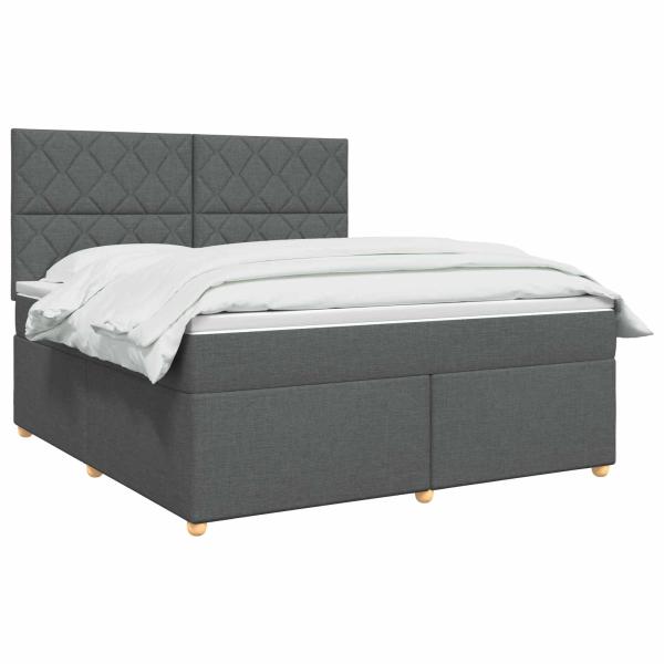 Boxspringbett mit Matratze Dunkelgrau 180 x 200 cm Stoff