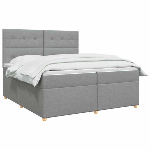 Boxspringbett mit Matratze Hellgrau 200 x 200 cm Stoff