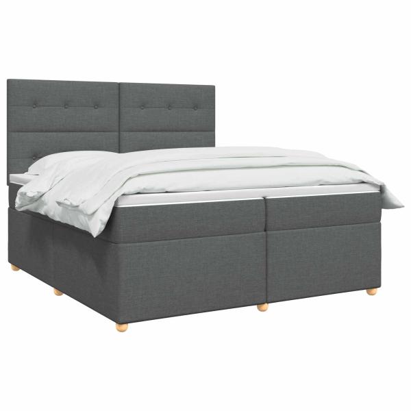 Boxspringbett mit Matratze Dunkelgrau 200 x 200 cm Stoff