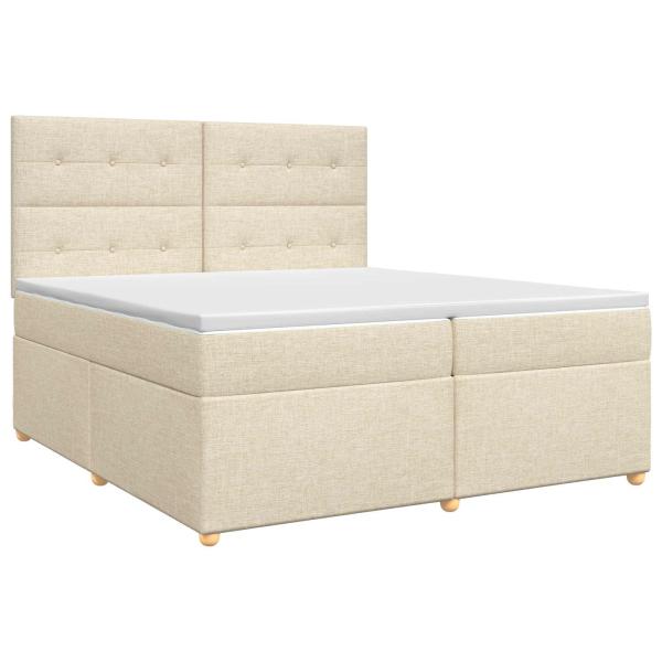 Boxspringbett mit Matratze Creme 200 x 200 cm Stoff