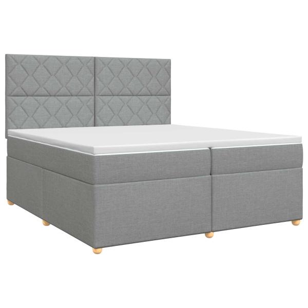 Boxspringbett mit Matratze Hellgrau 200 x 200 cm Stoff
