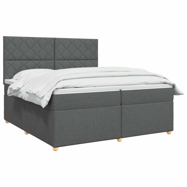 Boxspringbett mit Matratze Dunkelgrau 200 x 200 cm Stoff