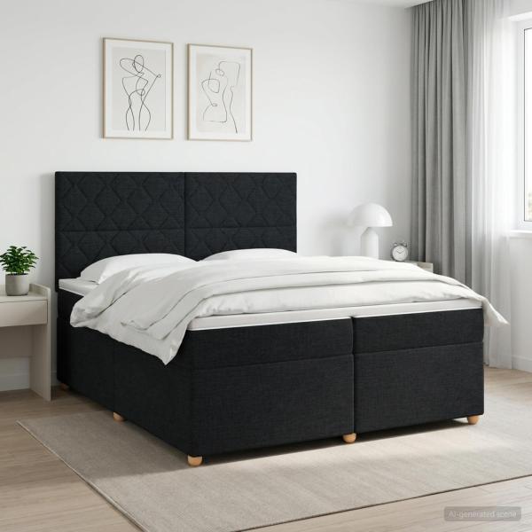 ARDEBO.de - Boxspringbett mit Matratze Schwarz 200 x 200 cm Stoff