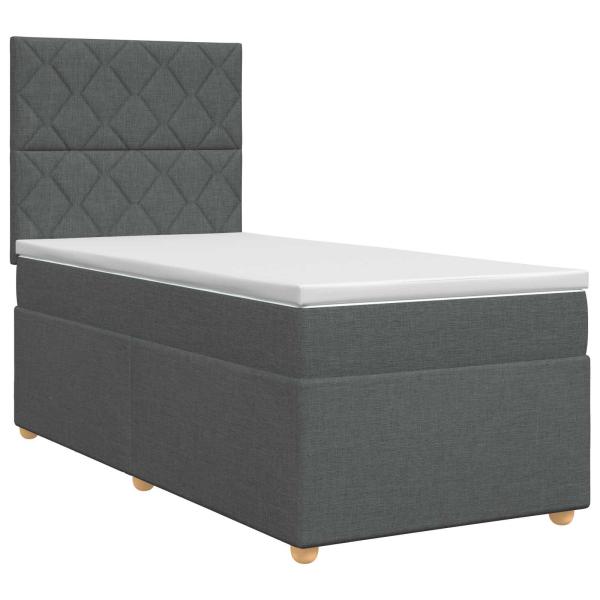 Boxspringbett mit Matratze Dunkelgrau Einzeln Stoff