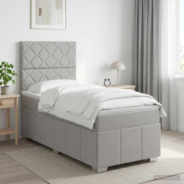 ARDEBO.de - Boxspringbett mit Matratze Hellgrau 100 x 200 cm Stoff