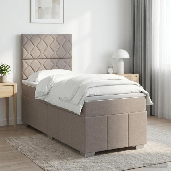 ARDEBO.de - Boxspringbett mit Matratze Taupe 100 x 200 cm Stoff