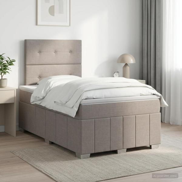 ARDEBO.de - Boxspringbett mit Matratze Taupe 120 x 190 cm Stoff