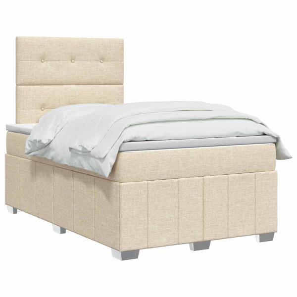 Boxspringbett mit Matratze Creme 120 x 190 cm Stoff