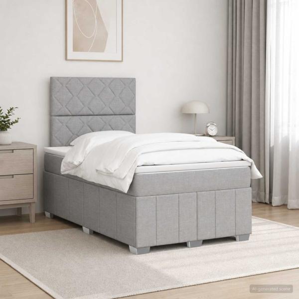 ARDEBO.de - Boxspringbett mit Matratze Hellgrau 120 x 190 cm Stoff