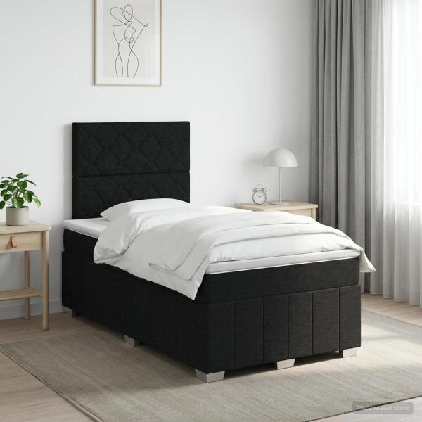 ARDEBO.de - Boxspringbett mit Matratze Schwarz 120 x 190 cm Stoff
