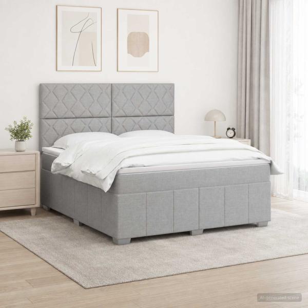 ARDEBO.de - Boxspringbett mit Matratze Hellgrau 140 x 190 cm Stoff