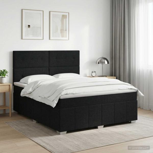 ARDEBO.de - Boxspringbett mit Matratze Schwarz 160 x 200 cm Stoff