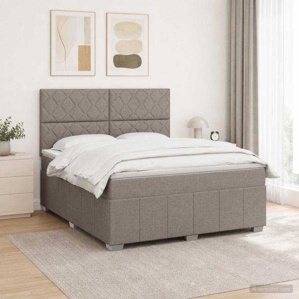 ARDEBO.de - Boxspringbett mit Matratze Taupe 160 x 200 cm Stoff