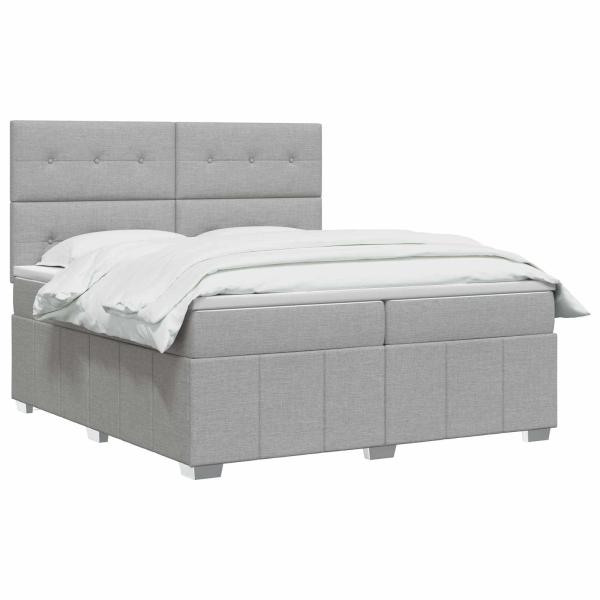 Boxspringbett mit Matratze Hellgrau 200 x 200 cm Stoff