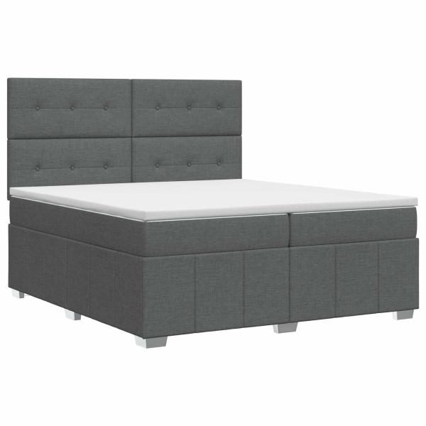 Boxspringbett mit Matratze Dunkelgrau 200 x 200 cm Stoff