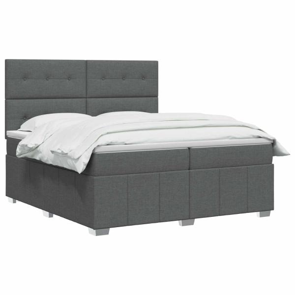 Boxspringbett mit Matratze Dunkelgrau 200 x 200 cm Stoff