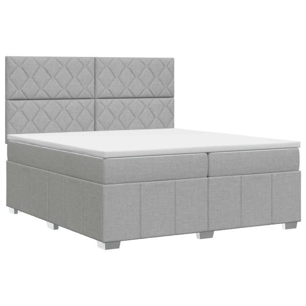 Boxspringbett mit Matratze Hellgrau 200 x 200 cm Stoff