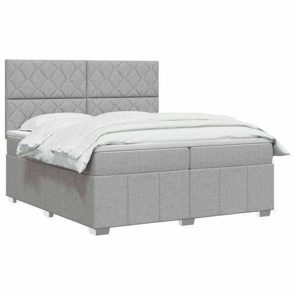 Boxspringbett mit Matratze Hellgrau 200 x 200 cm Stoff