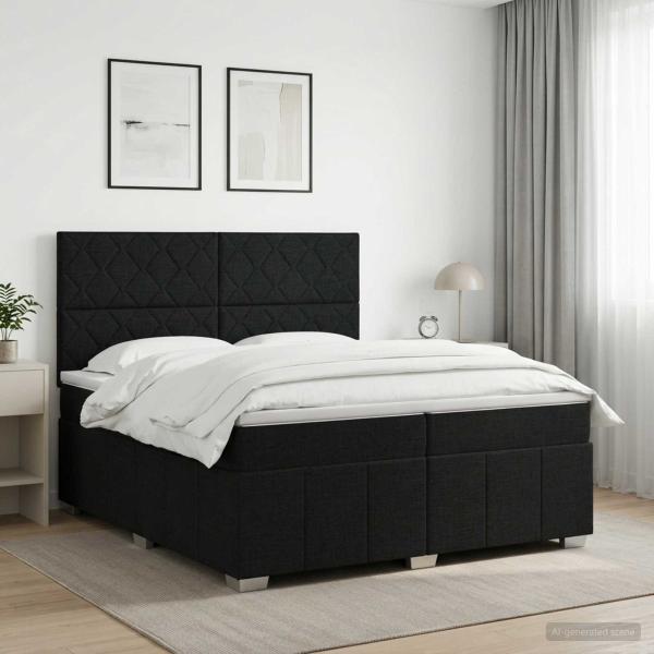 ARDEBO.de - Boxspringbett mit Matratze Schwarz 200 x 200 cm Stoff