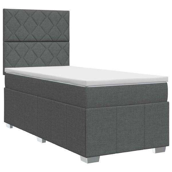 Boxspringbett mit Matratze Dunkelgrau Einzeln Stoff
