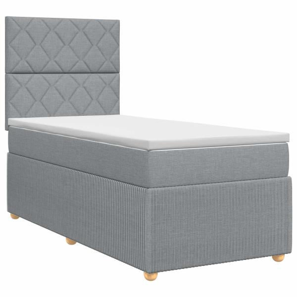 Boxspringbett mit Matratze Hellgrau 80 x 200 cm Stoff