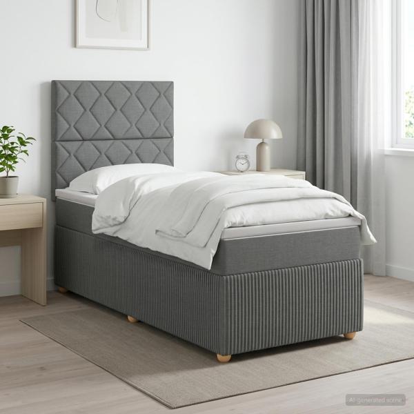 ARDEBO.de - Boxspringbett mit Matratze Dunkelgrau 80 x 200 cm Stoff