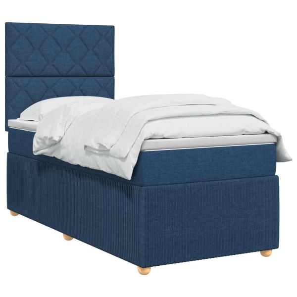 Boxspringbett mit Matratze mit Kopfteil Blau 80 x 200 cm Stoff